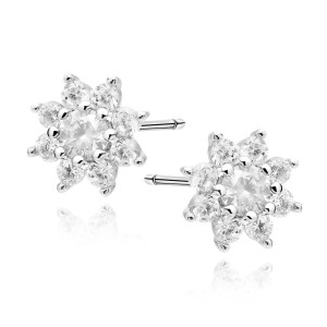 Cercei argint floare cu pietre DiAmanti Z1939ER_W-DIA (Argint 925‰ 0,9 g.)